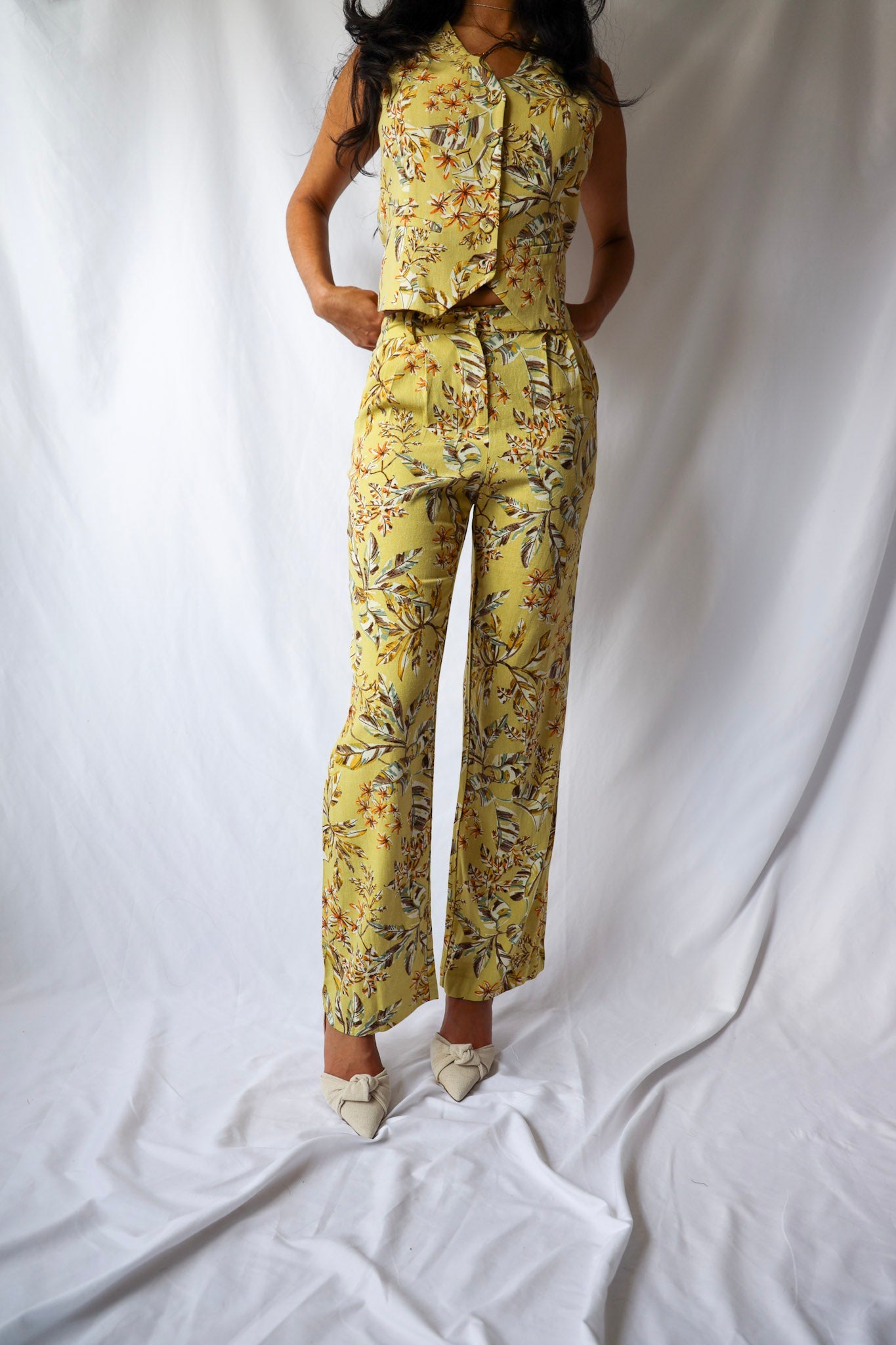 Floral Print Linen Pants