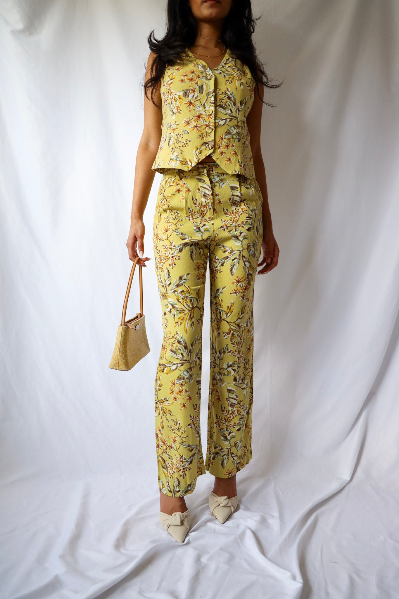 Floral Print Linen Pants