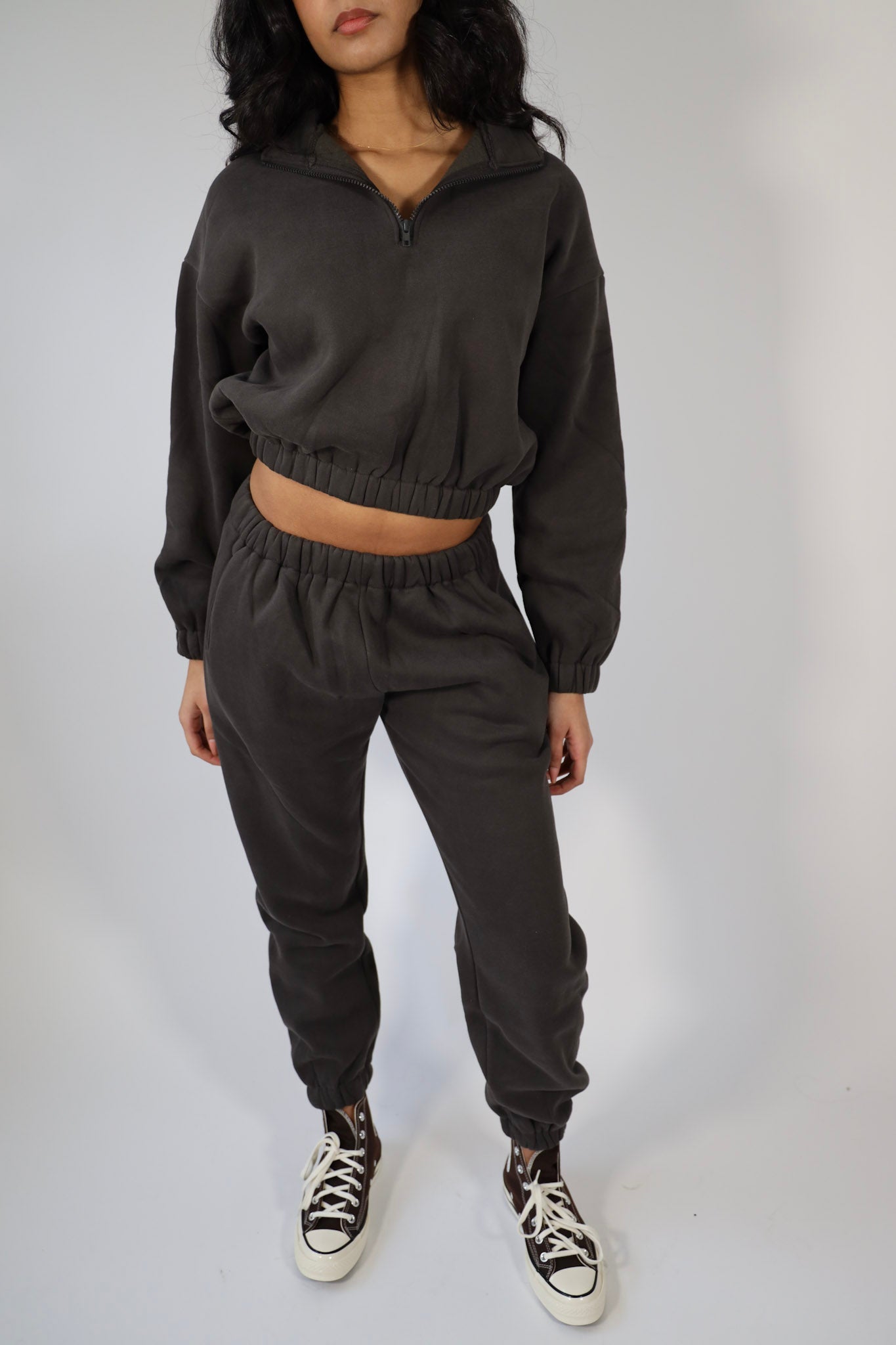 Fleece Cropped Quarter Zip