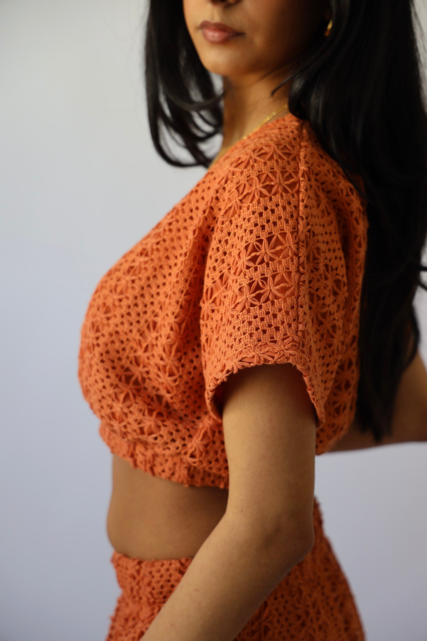 Orange Crochet Shorts