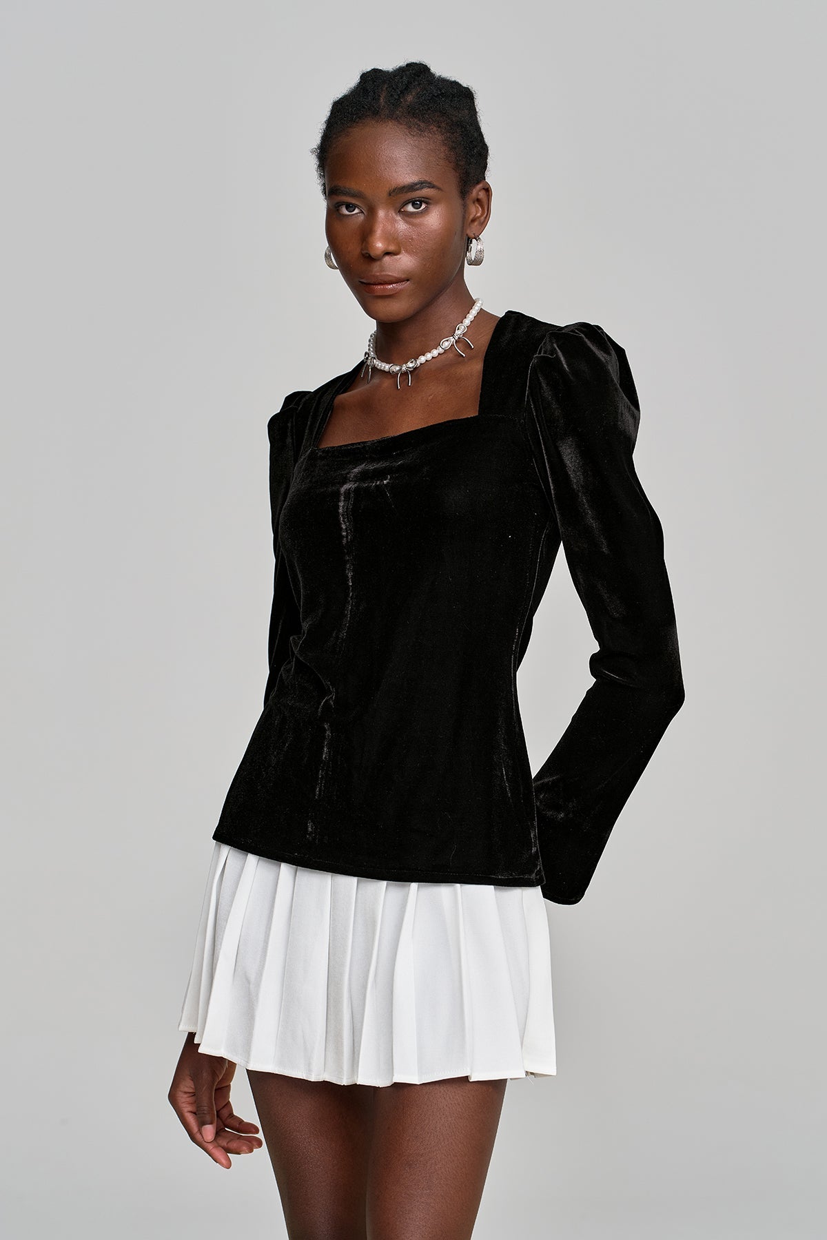 Alvarado Pearl Split Ruffle Skirt Set