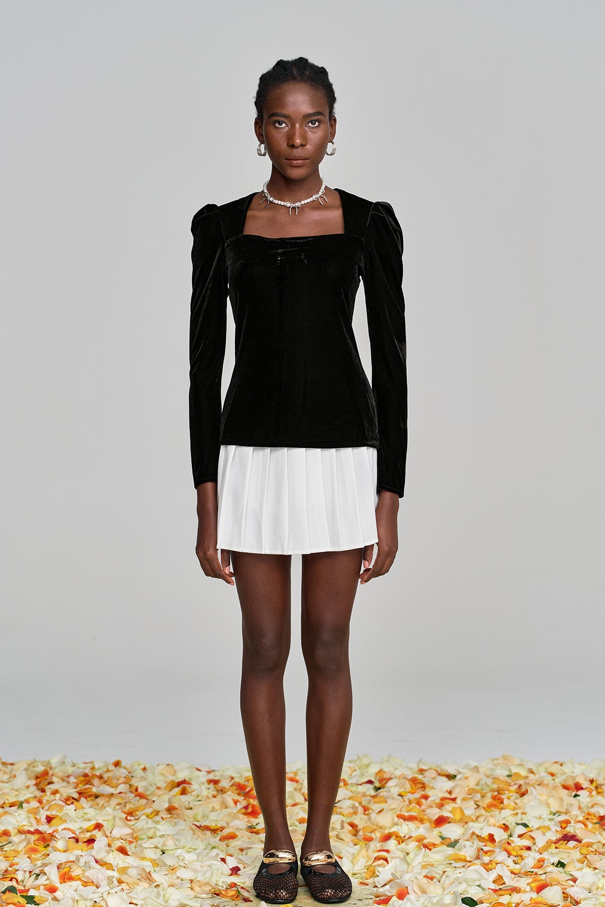 Alvarado Pearl Split Ruffle Skirt Set