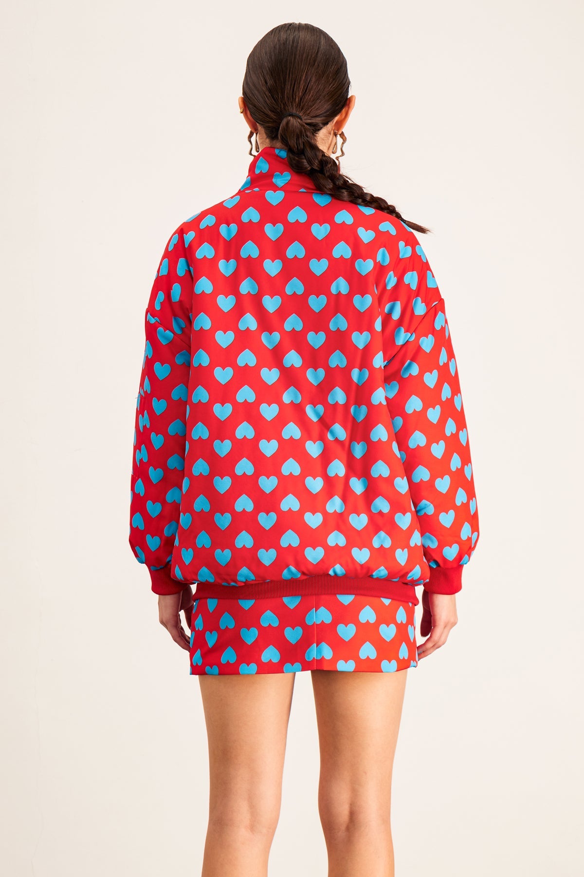 Anamika Love Dot Stand Collar Skirt Set