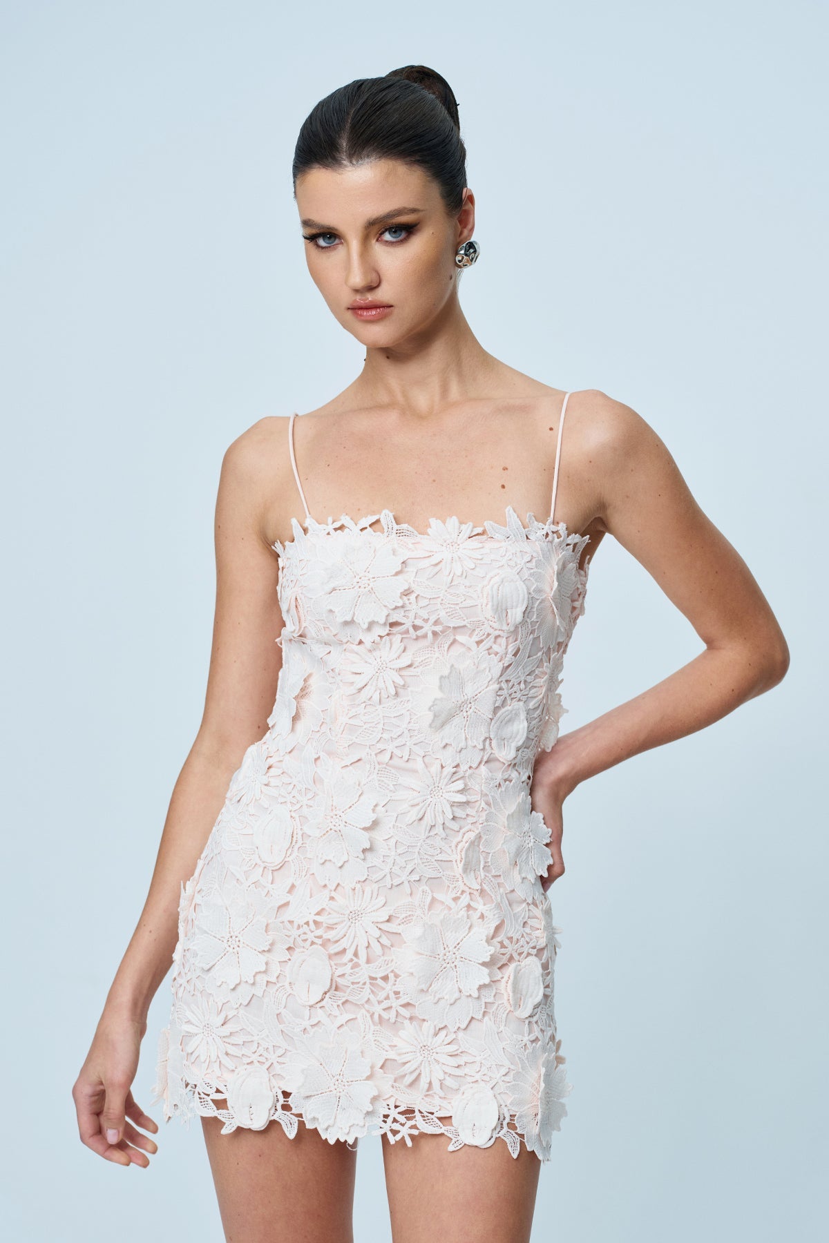 Ankan Spaghetti Flower Mini Dress