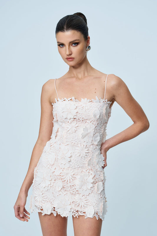 Ankan Spaghetti Flower Mini Dress
