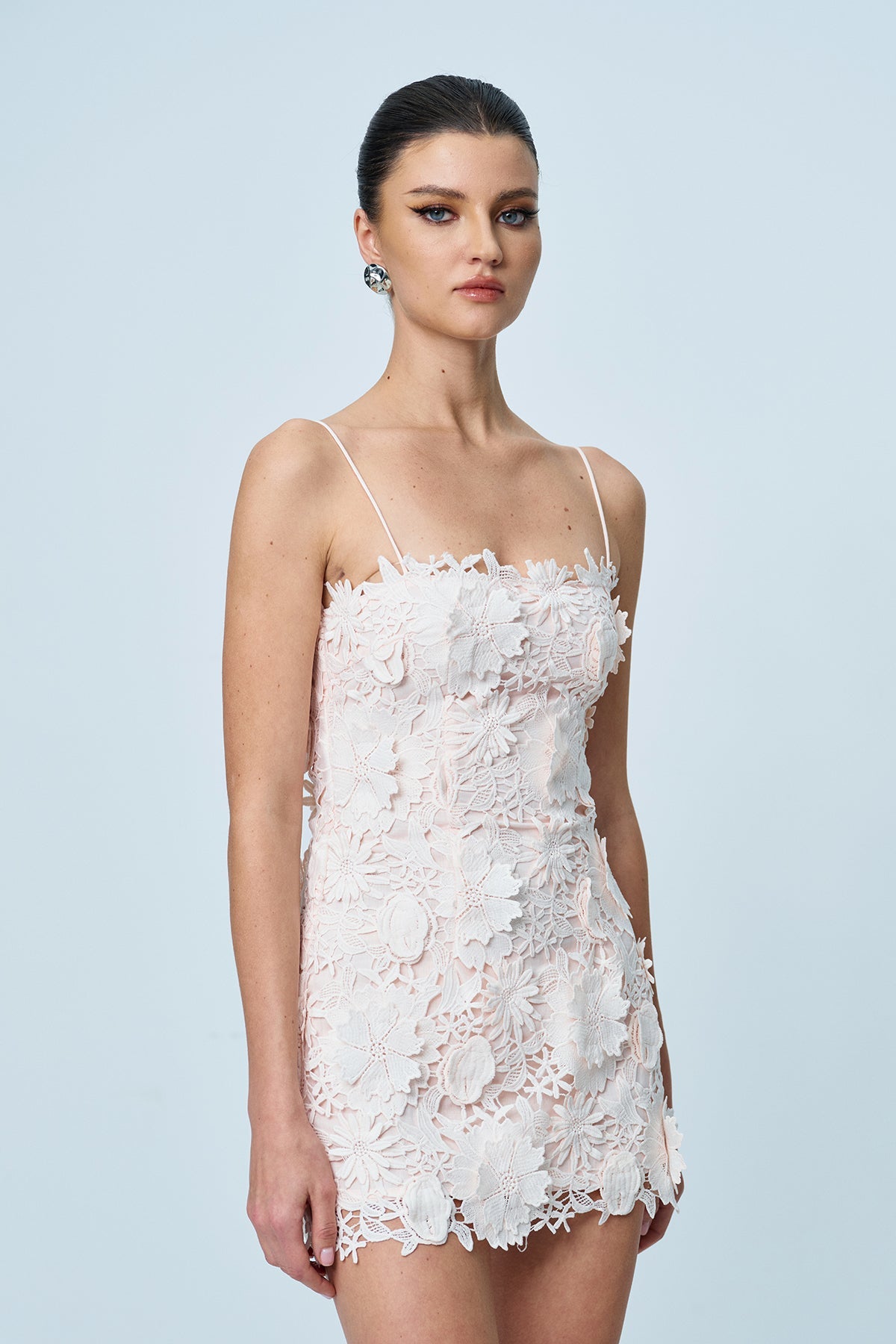 Ankan Spaghetti Flower Mini Dress