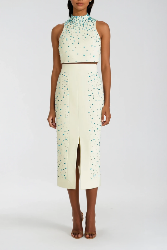 AnnDrue Rhinestone Sleeveless Skirt Set