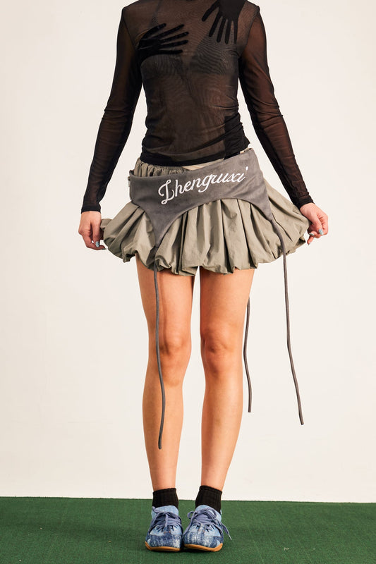 Anouk Asymmetric Deconstruct Mini Skirt In Grey