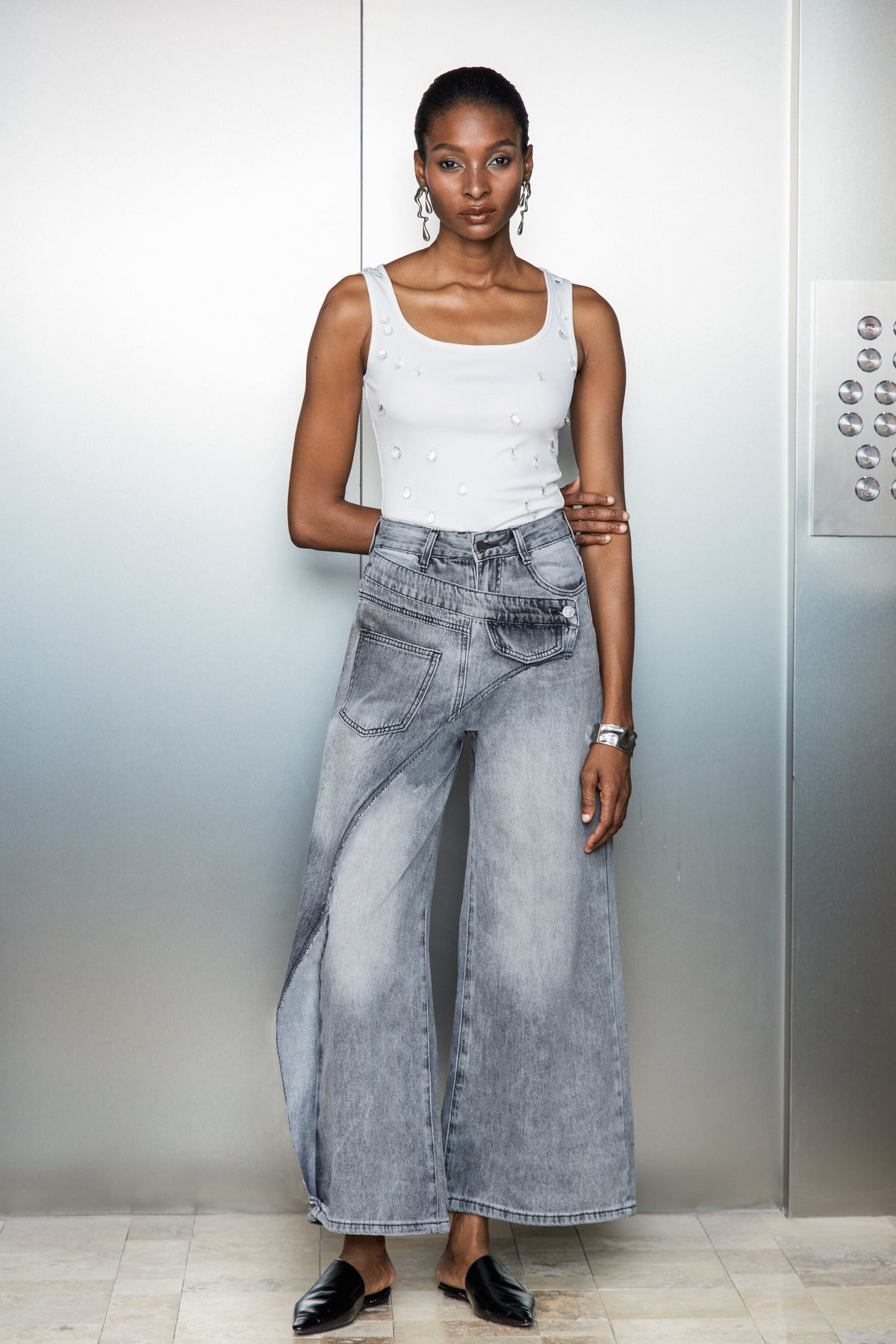 Ansgar Deconstruct Asymmetric Fringe Jeans