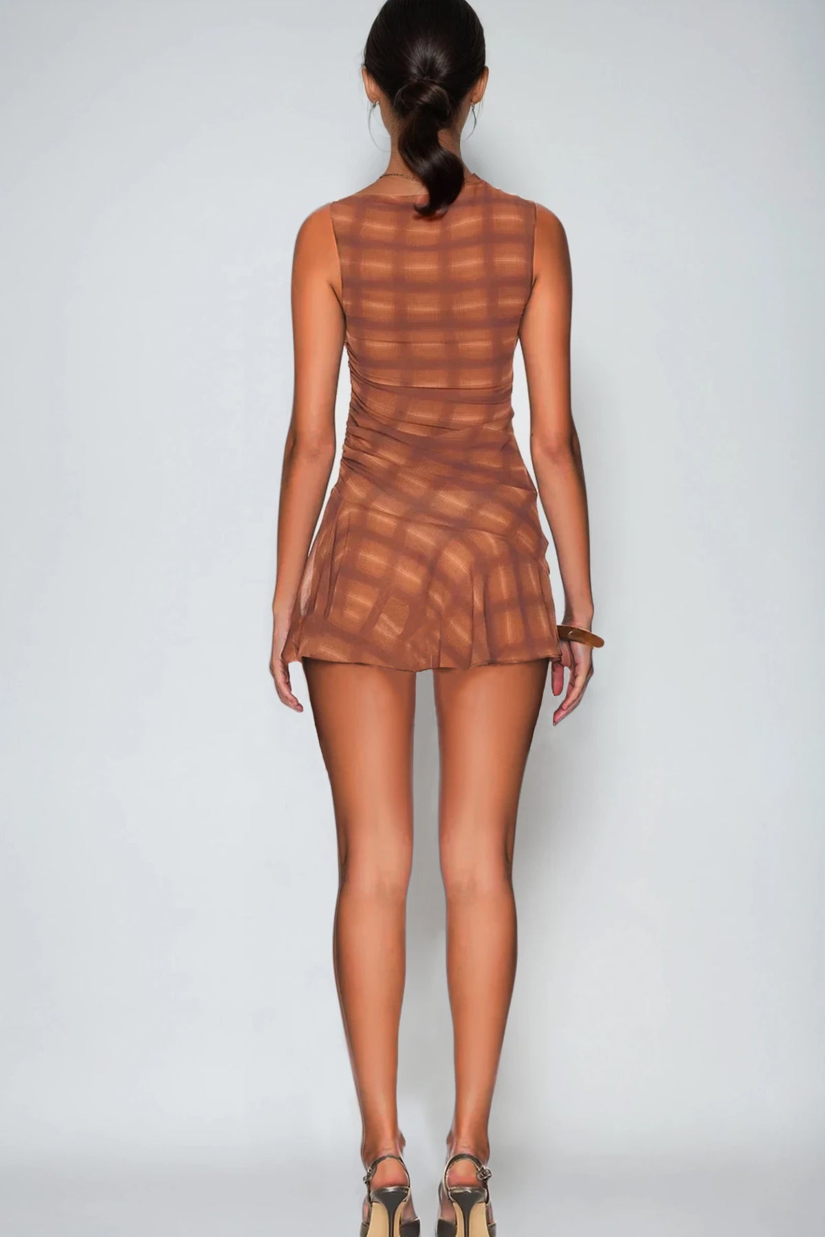 Archie Grid Mesh Sleeveless Mini Dress