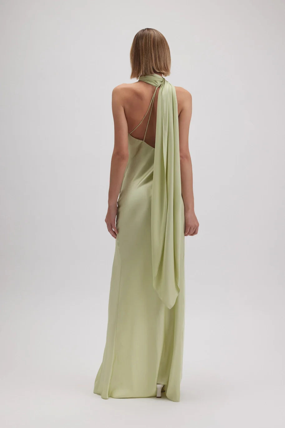 Asymmetric Halter Drape Scarf Slit Maxi Dress
