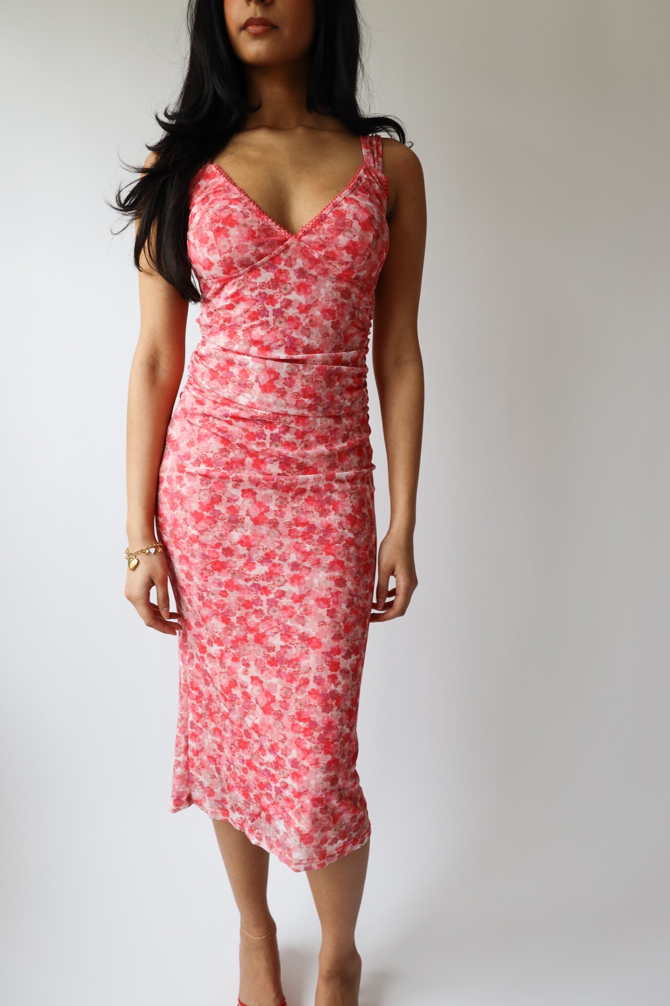 Rosé Hour Mesh Midi Dress
