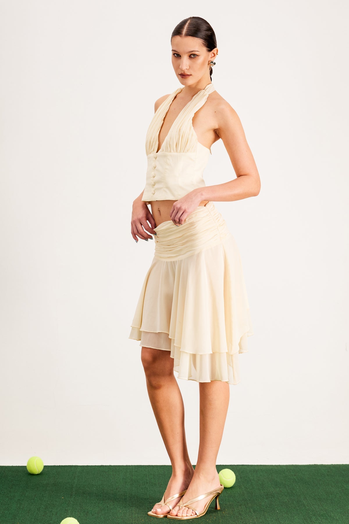 Balla Ruch Halter Neck Skirt Set