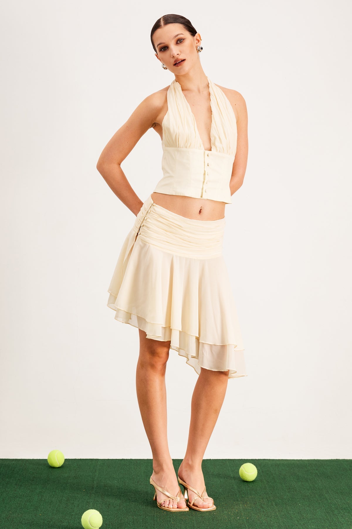 Balla Ruch Halter Neck Skirt Set