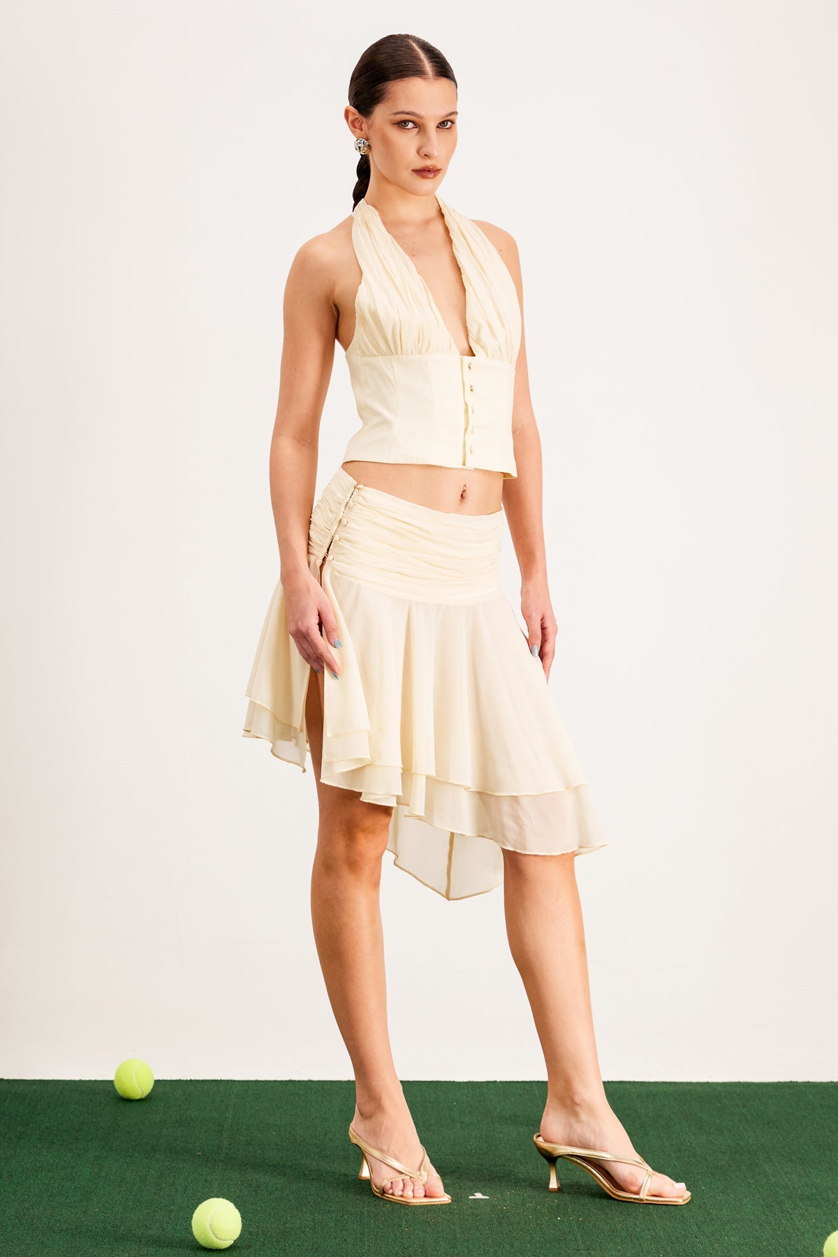 Balla Ruch Halter Neck Skirt Set
