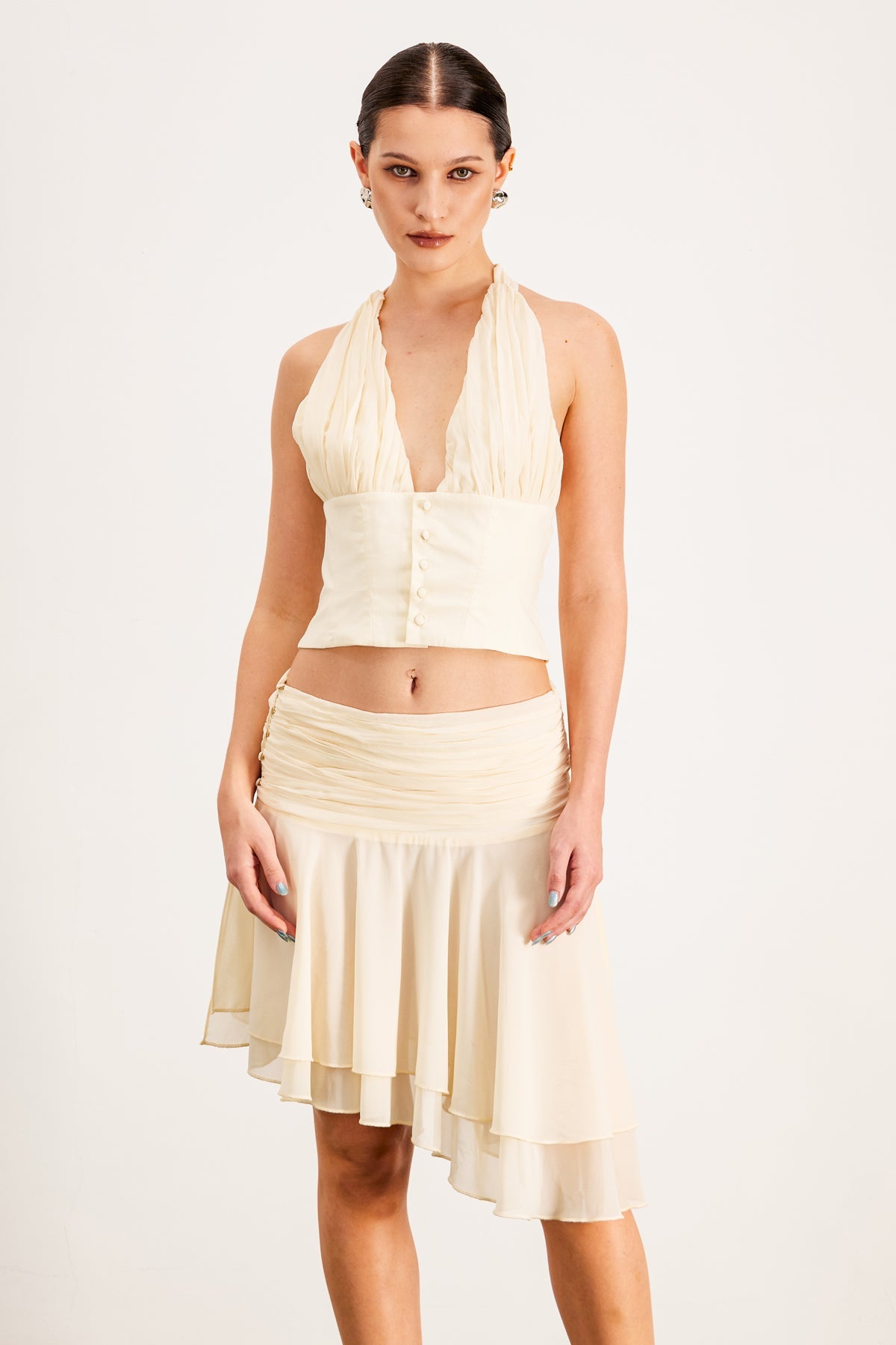 Balla Ruch Halter Neck Skirt Set