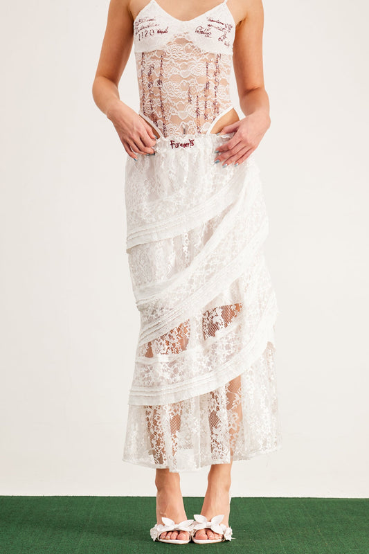 Balthazar Lace Asymmetric Maxi Skirt