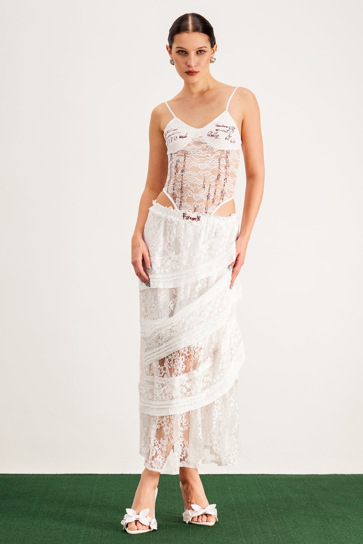Balthazar Lace Asymmetric Maxi Skirt