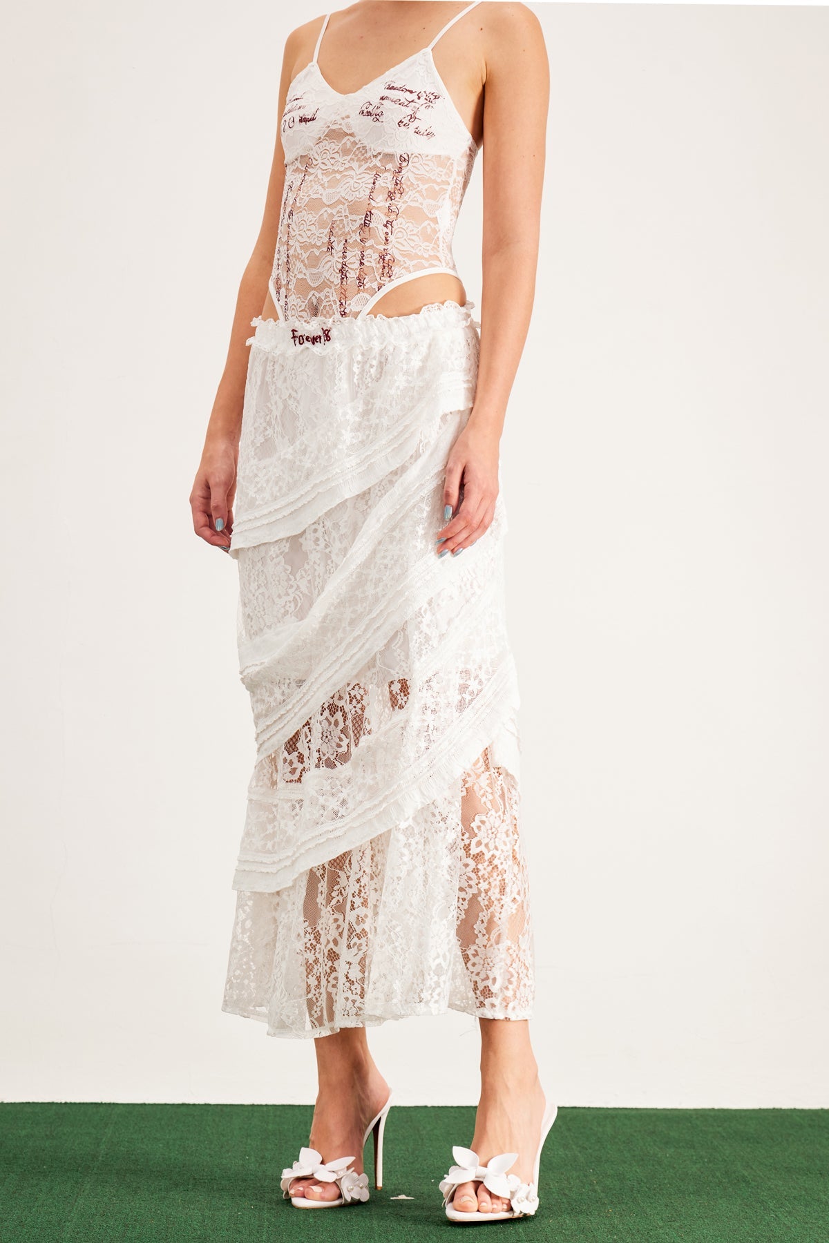 Balthazar Lace Asymmetric Maxi Skirt