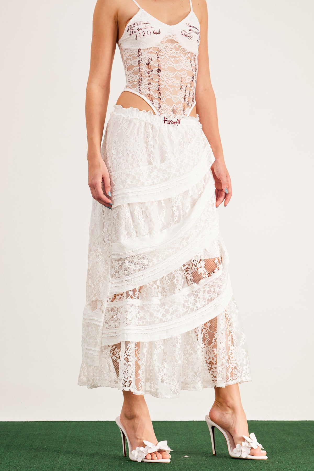 Balthazar Lace Asymmetric Maxi Skirt