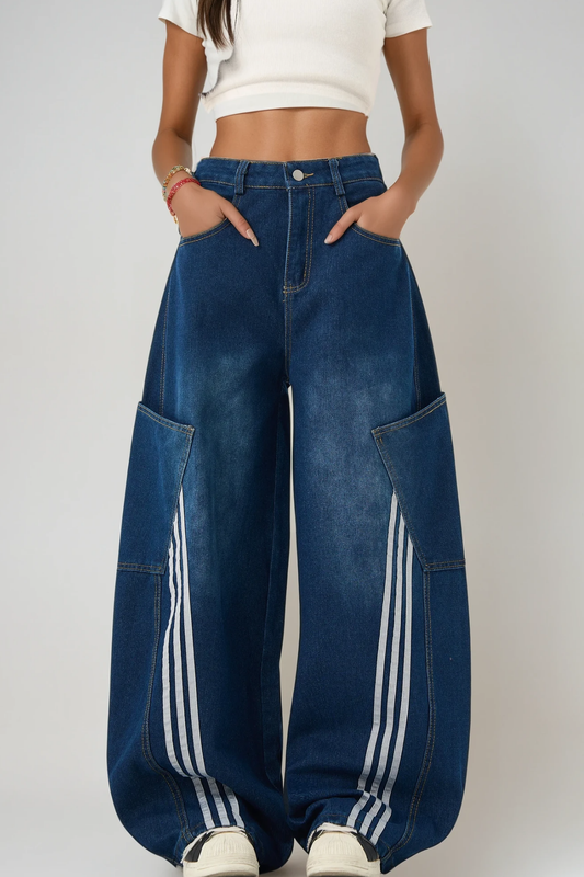Bee Stripe Pocket Wide Jeans