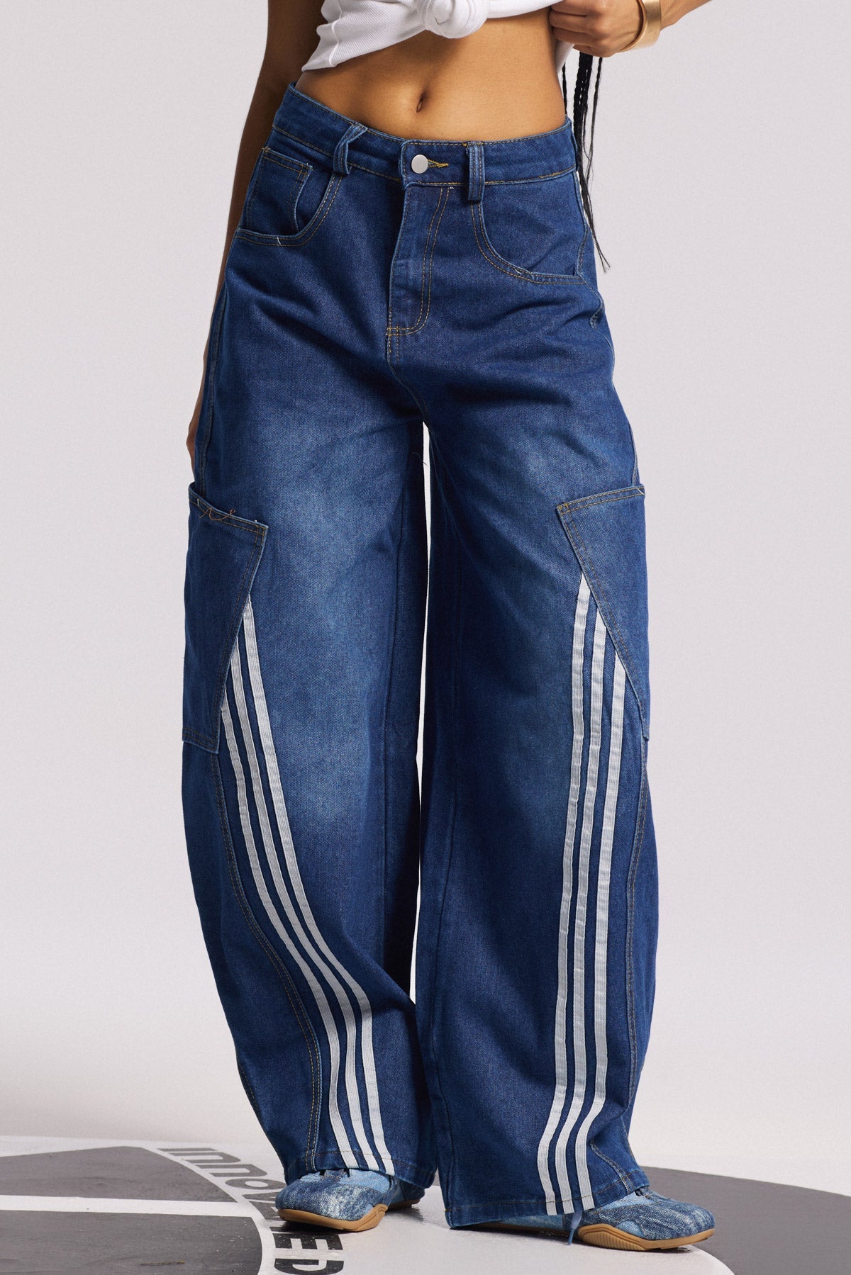 Bee Stripe Pocket Wide Jeans