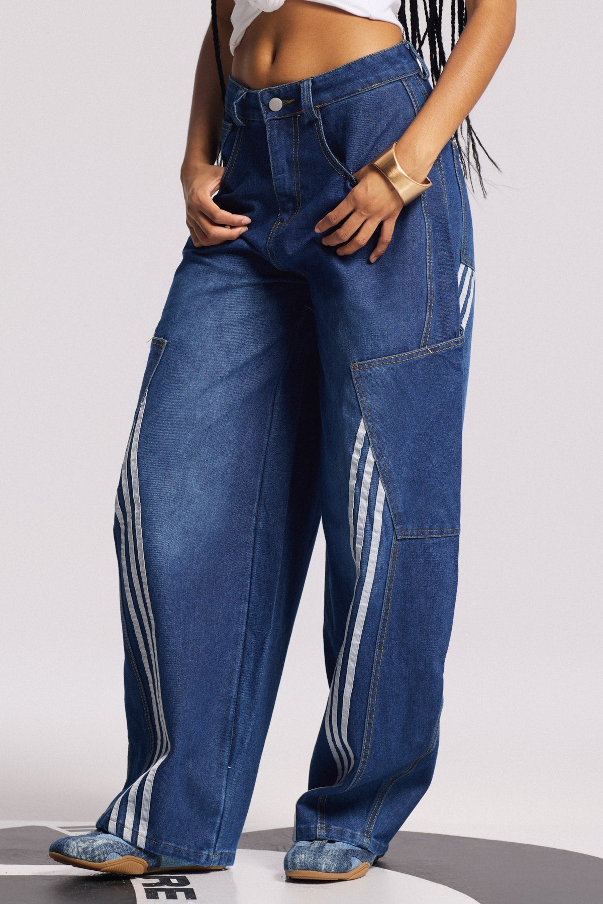 Bee Stripe Pocket Wide Jeans
