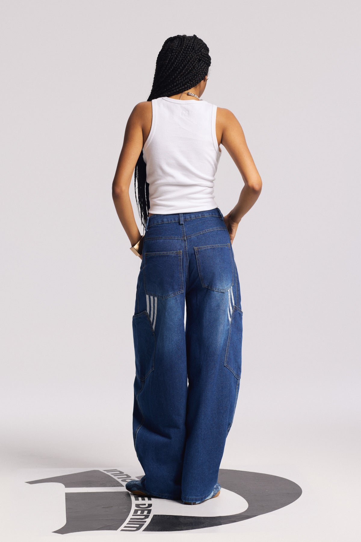 Bee Stripe Pocket Wide Jeans