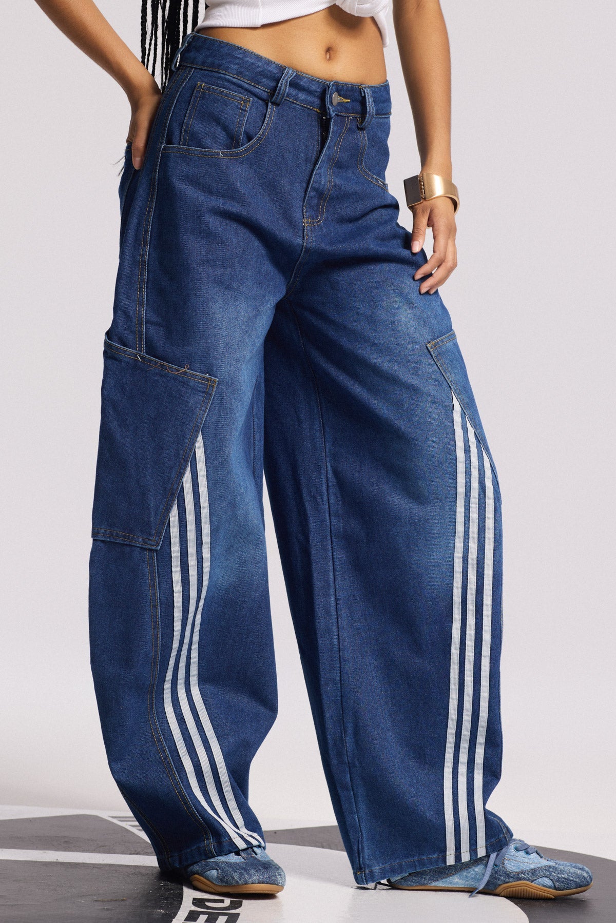 Bee Stripe Pocket Wide Jeans