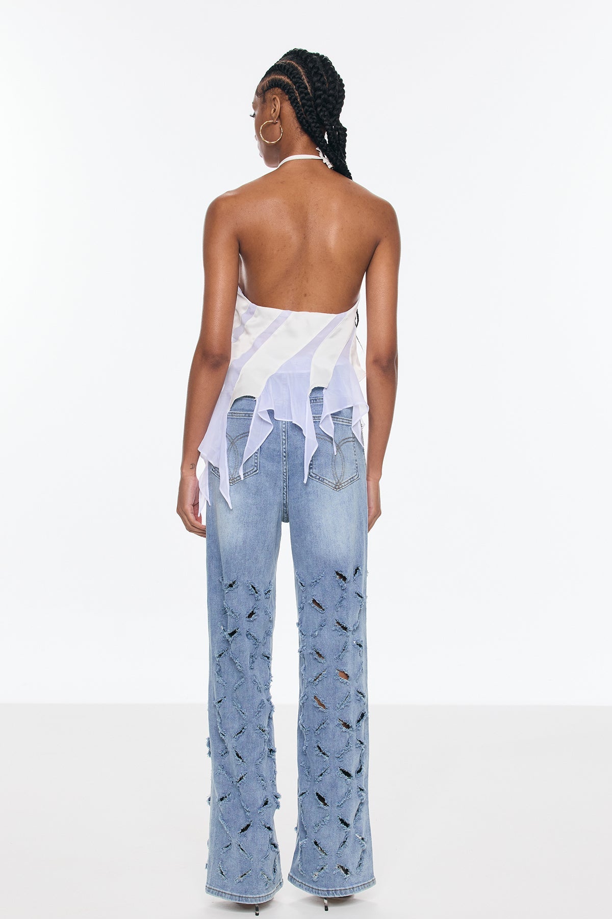Belicia Rhinestone Fringe Ripped Jeans