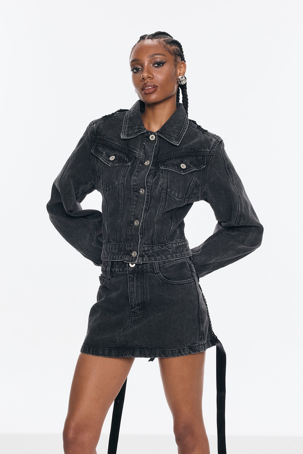 Benning Lace Up Deconstruct Denim Skirt Set