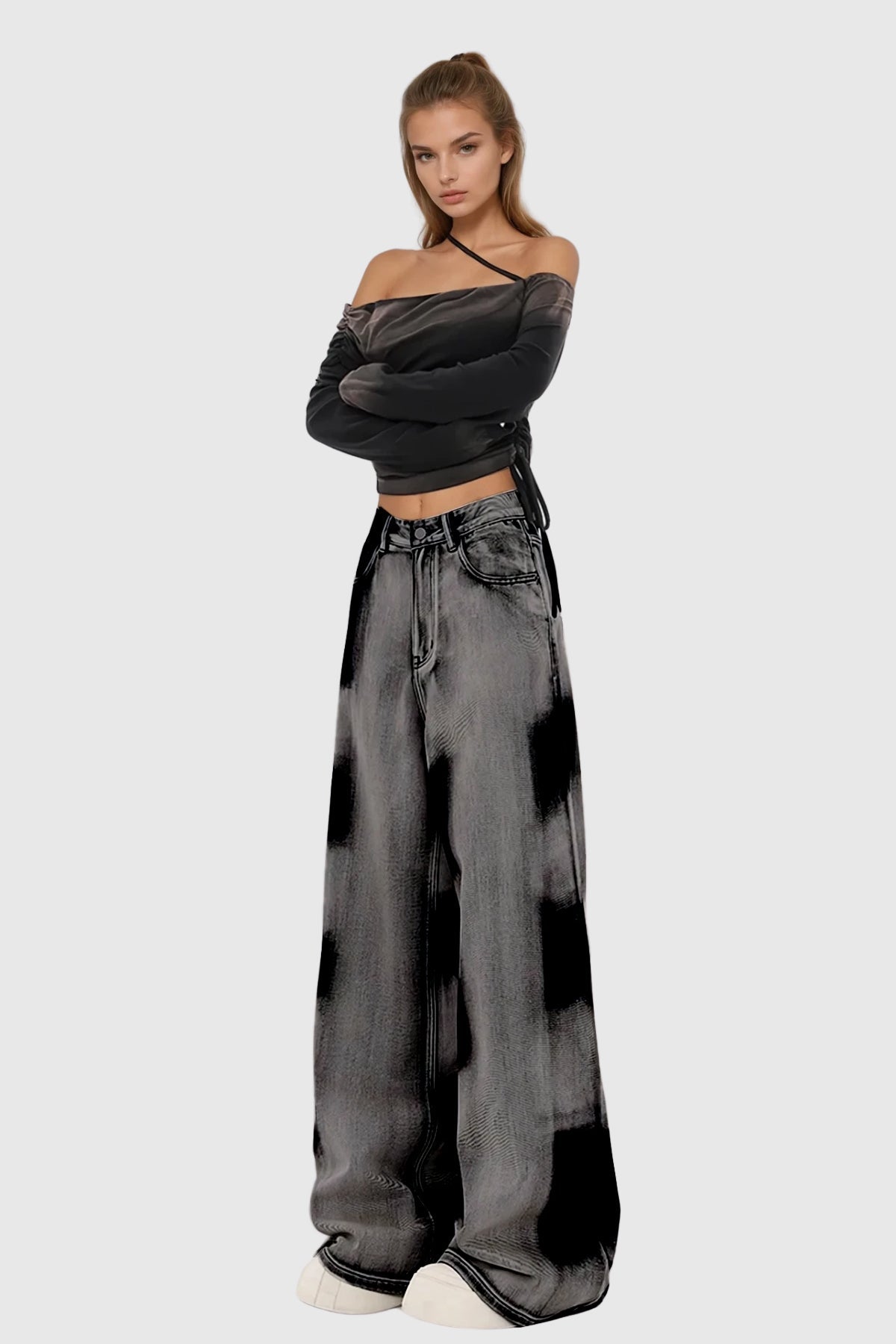 Beylke Tie Dye Asymmetric Jeans