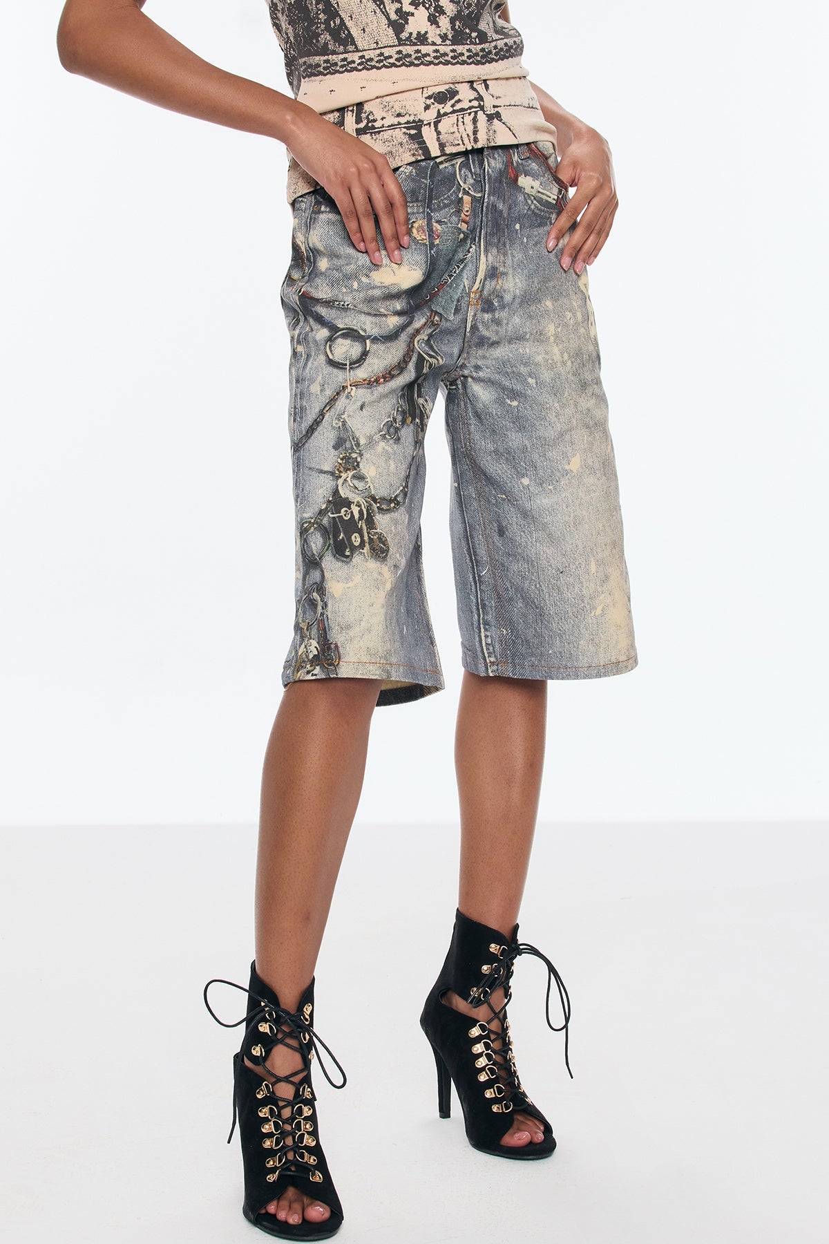 Birdie Print Midi Jeans