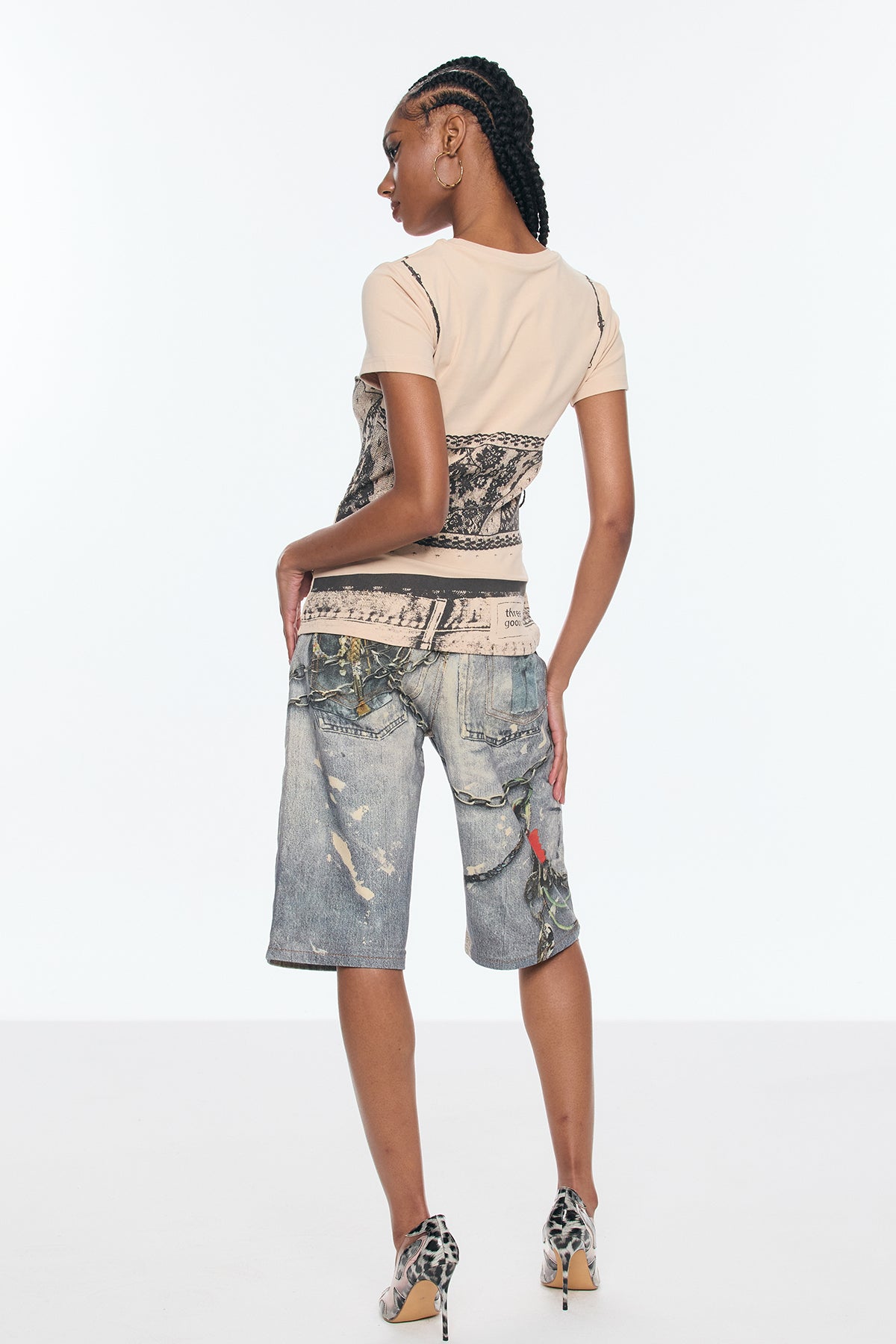 Birdie Print Midi Jeans