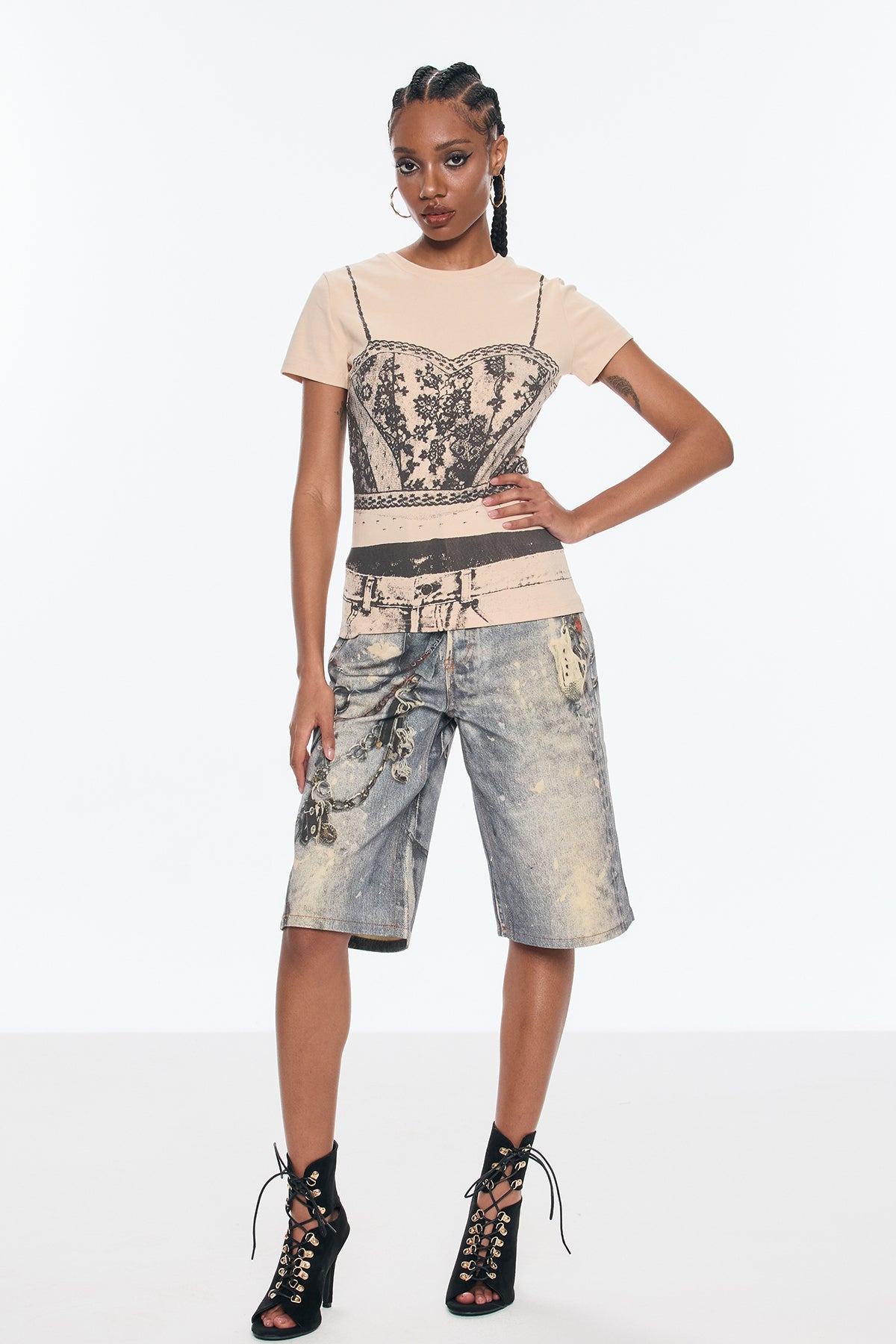 Birdie Print Midi Jeans