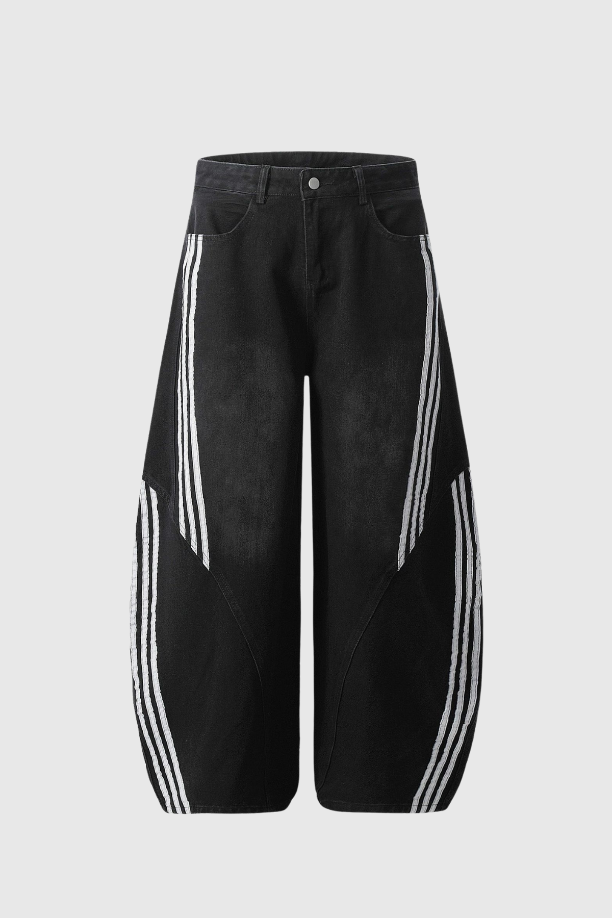 Boban Stripe Baggy Jeans In Black