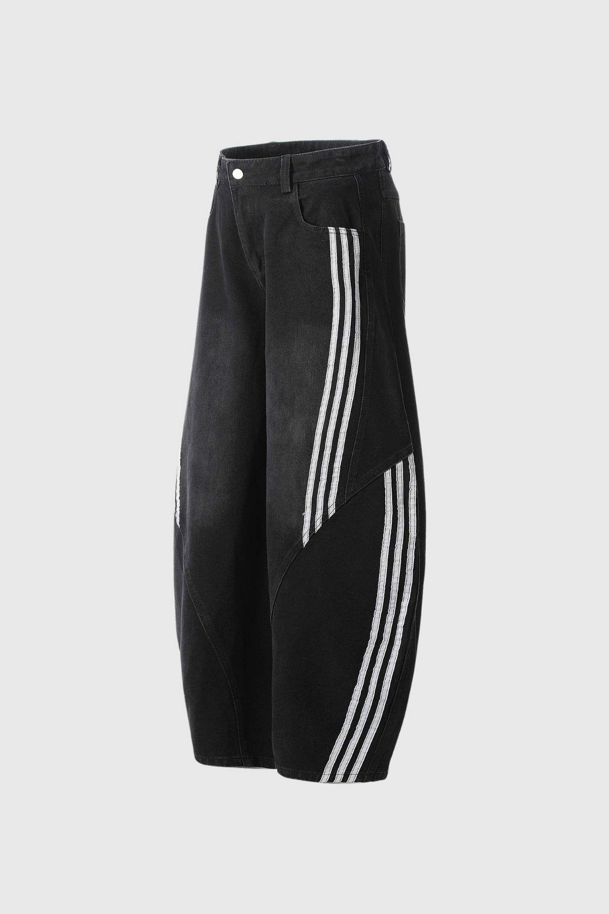 Boban Stripe Baggy Jeans In Black