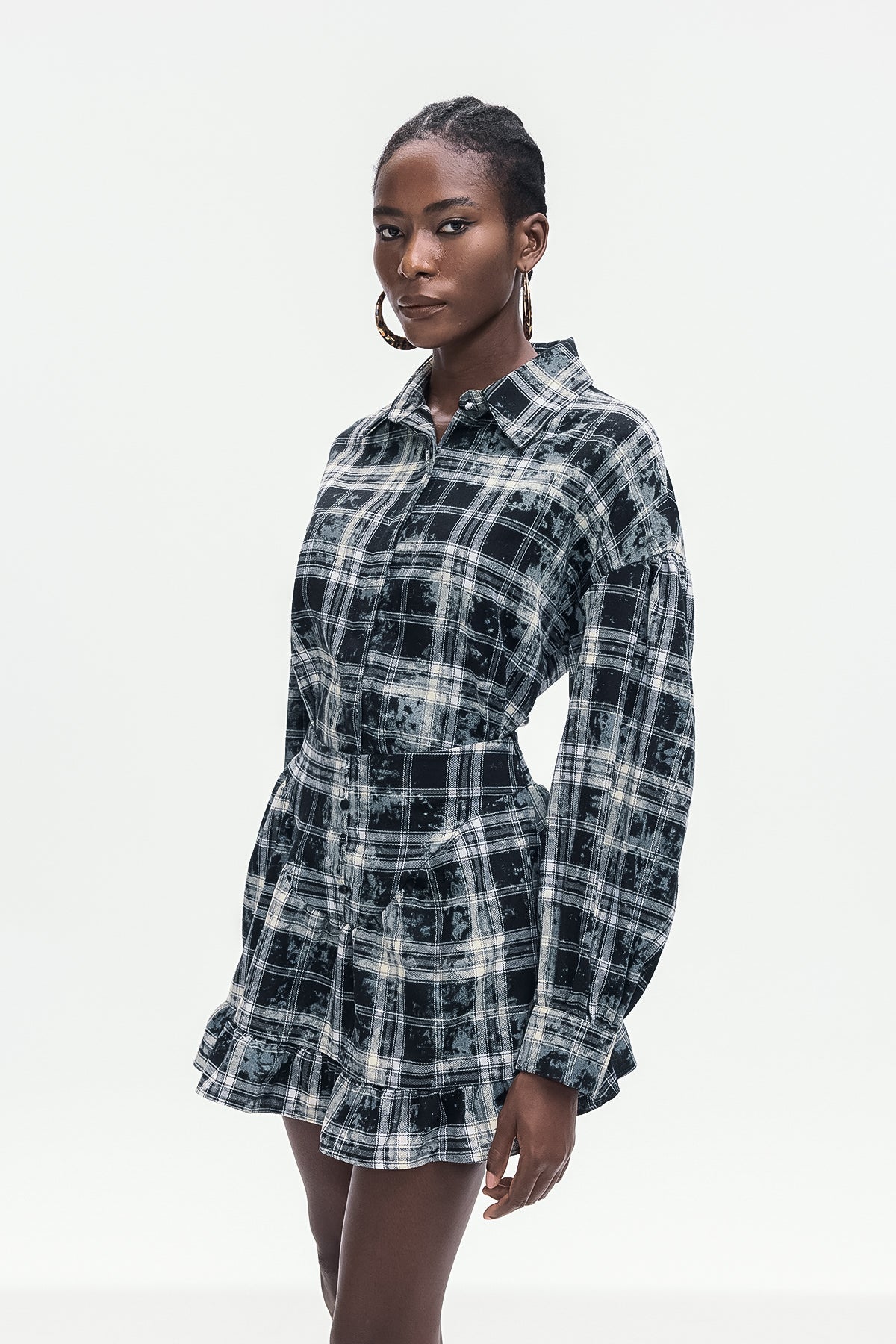 Bonifacia Grid Ruffle Skirt Set