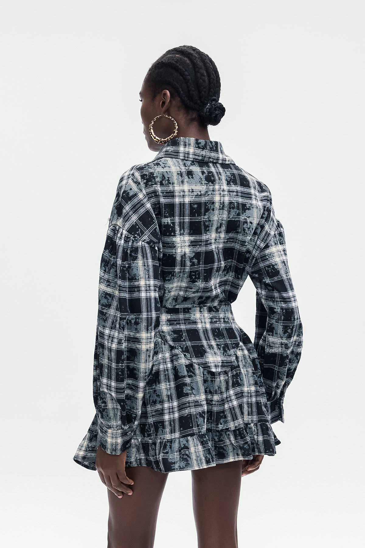 Bonifacia Grid Ruffle Skirt Set