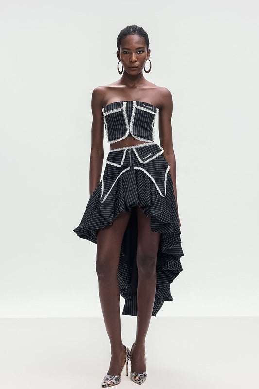 Bonifatius Stripe Asymmetric Skirt Set