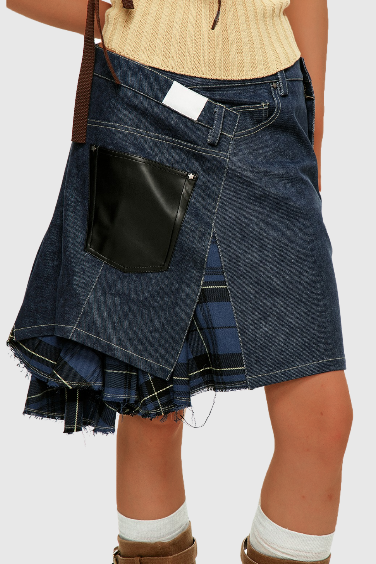 Branda Asymmetric Stripe Midi Skirt In Blue