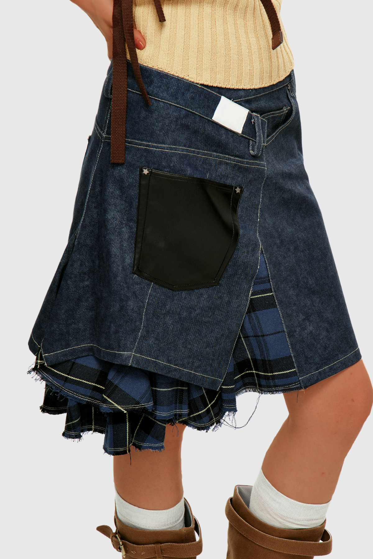 Branda Asymmetric Stripe Midi Skirt In Blue