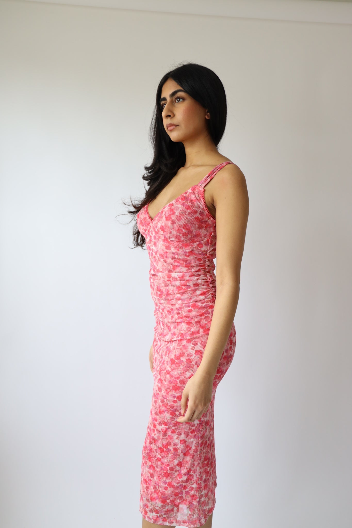 Rosé Hour Mesh Midi Dress