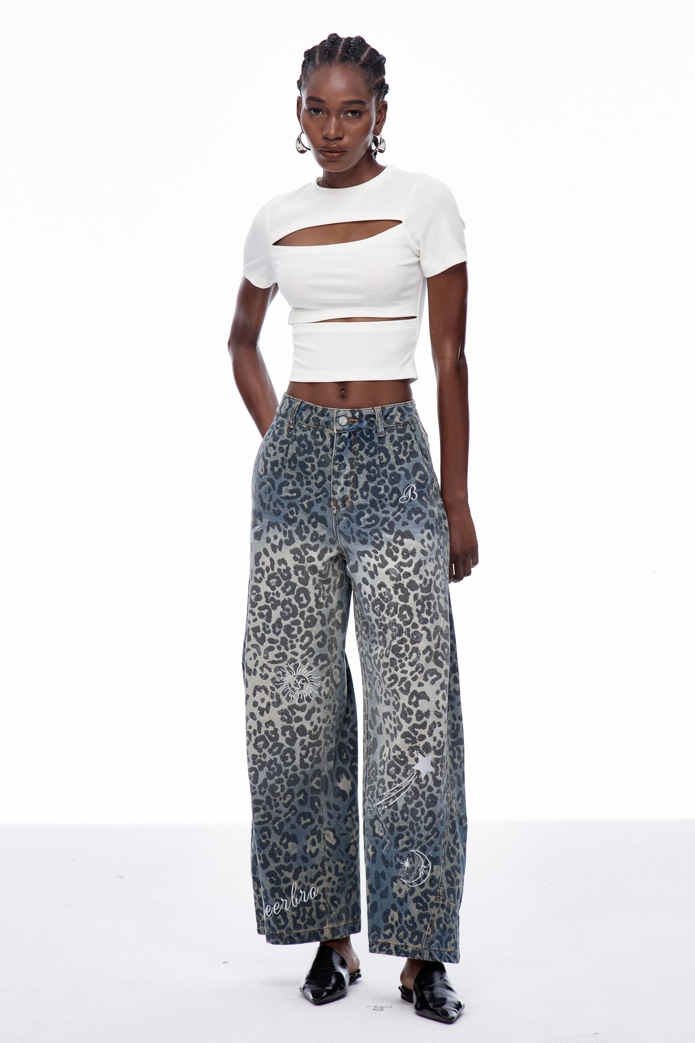 Cansu Leopard Baggy Jeans