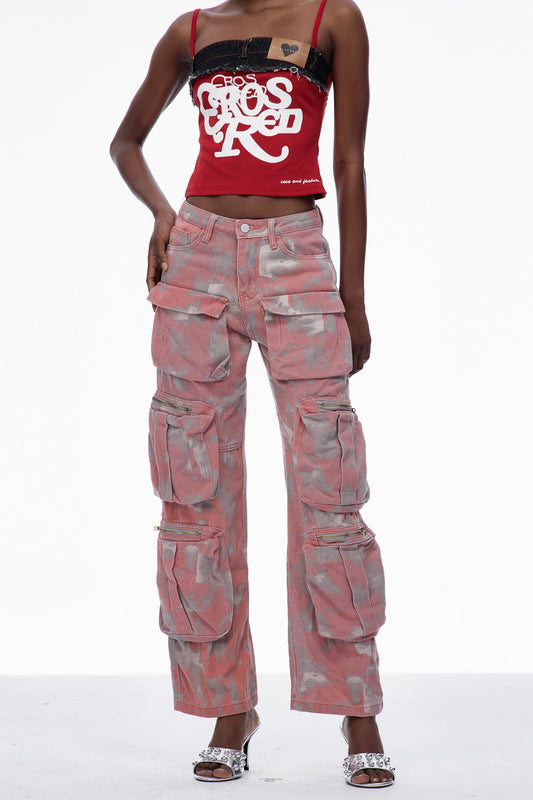 Caridad Print Bleached Cargo Jeans