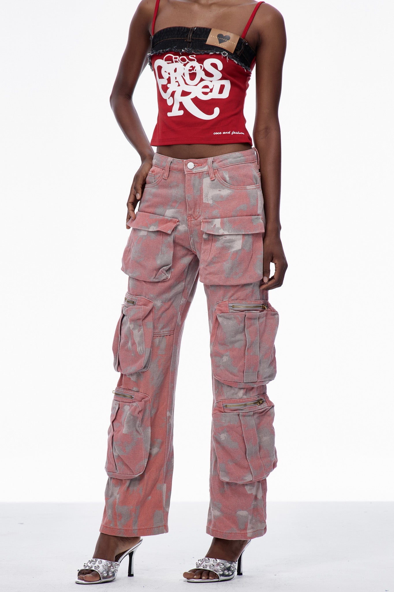 Caridad Print Bleached Cargo Jeans
