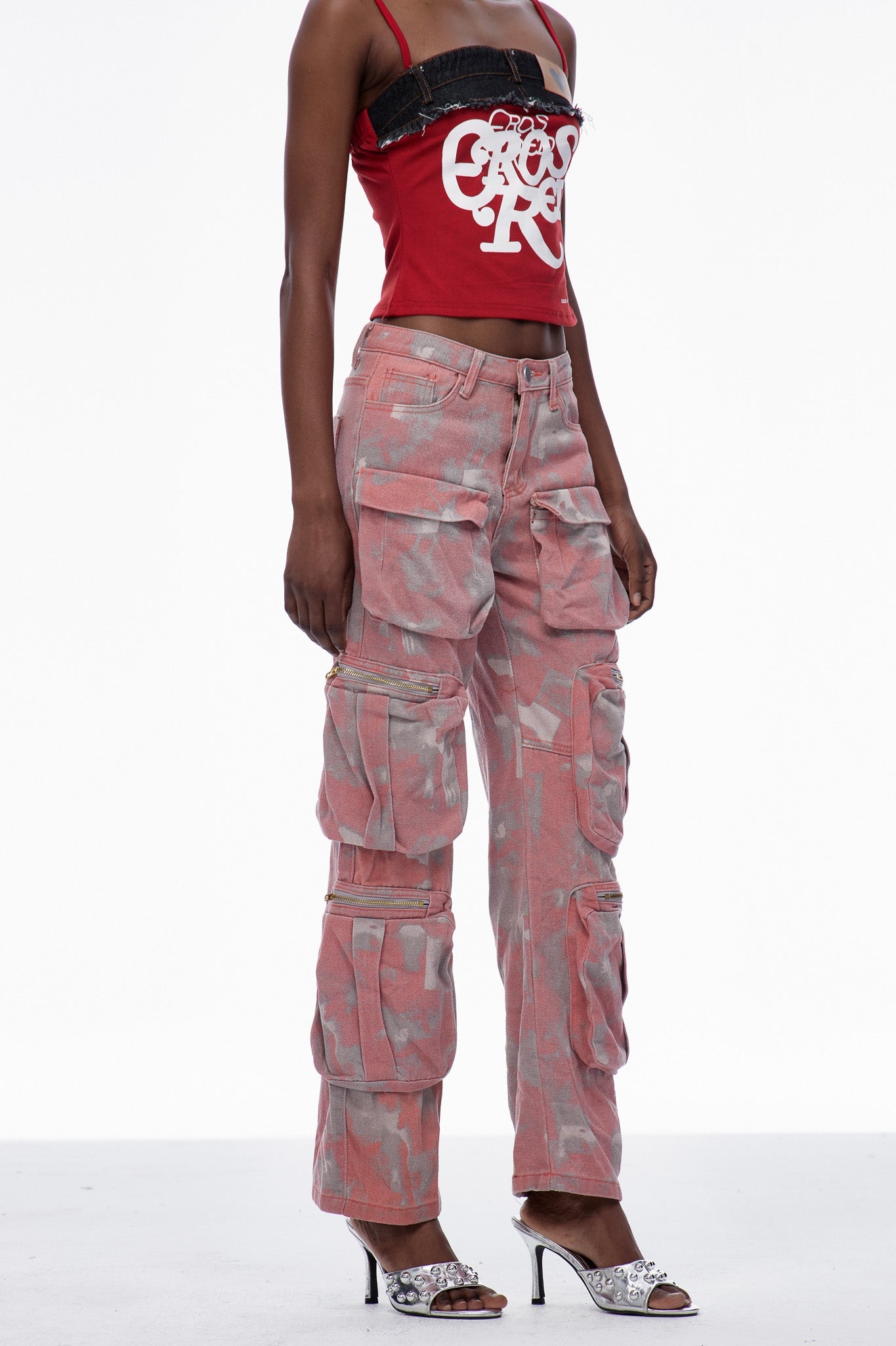 Caridad Print Bleached Cargo Jeans