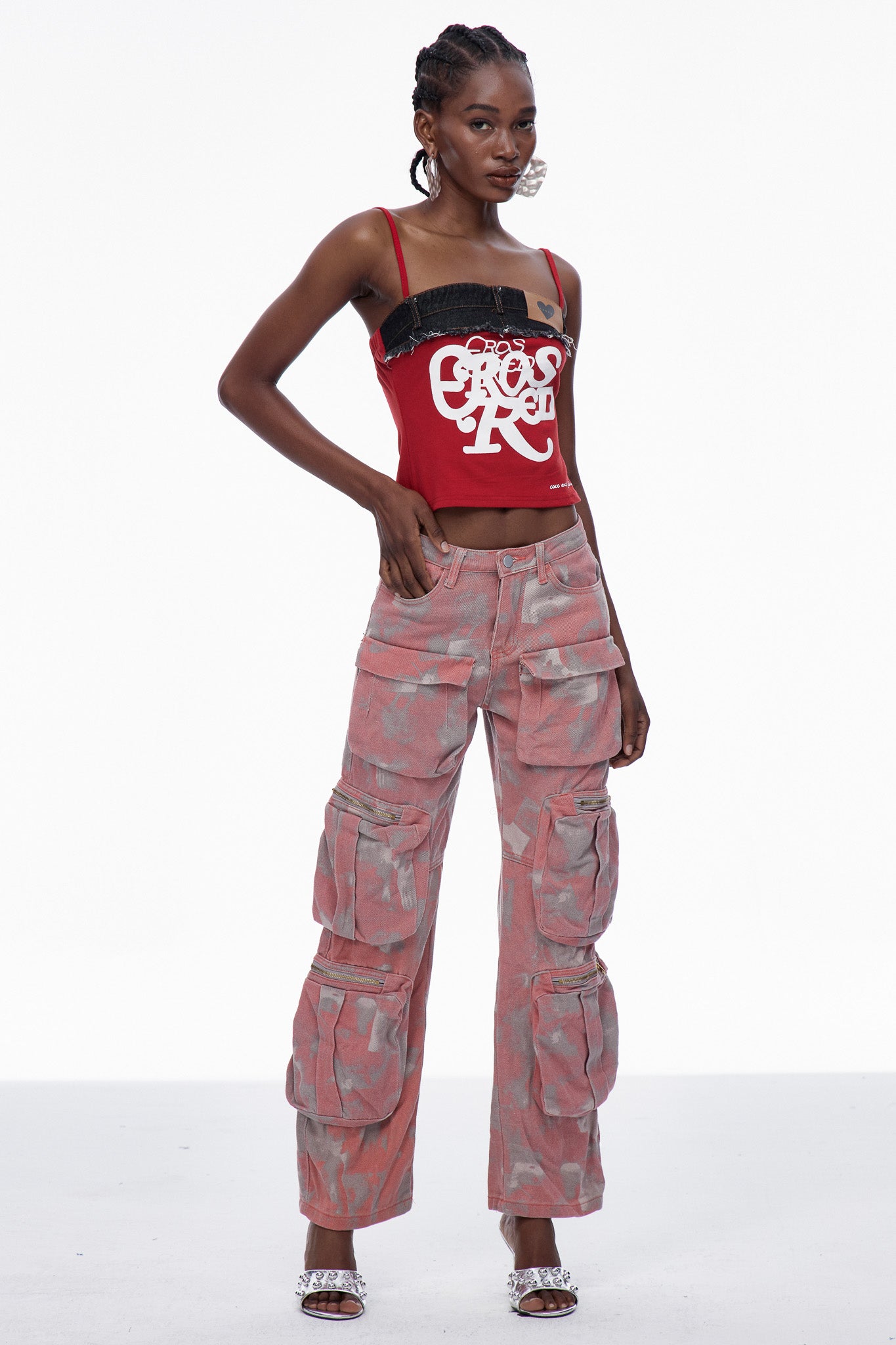 Caridad Print Bleached Cargo Jeans