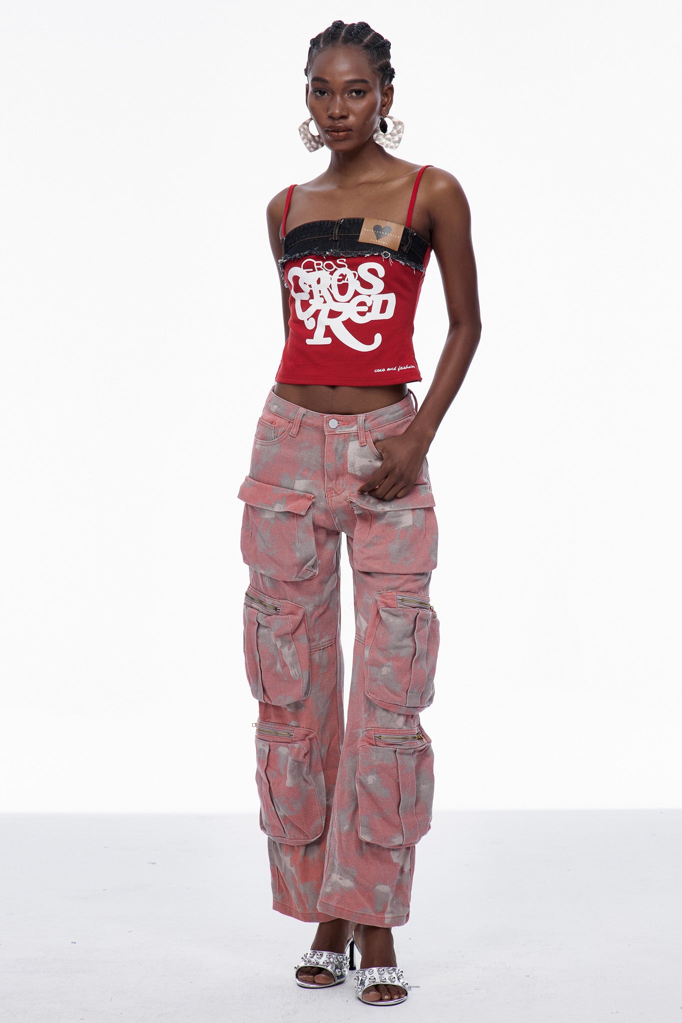 Caridad Print Bleached Cargo Jeans