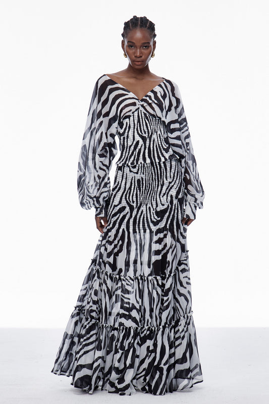 Carlotta Stripe Ruch Mesh Skirt Set